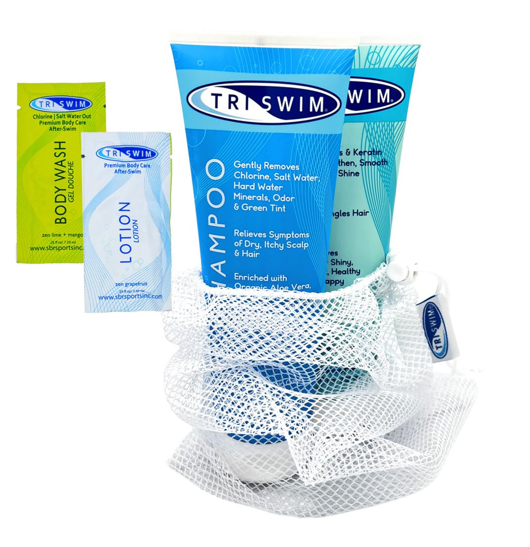 TRISWIM chlorine-out shampoo bottle for swimmers, post-swim care