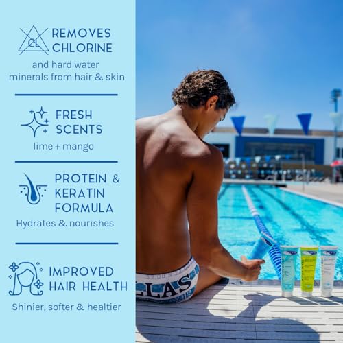 TRISWIM swim shampoo bottle used to cleanse hair and remove chlorine tint.