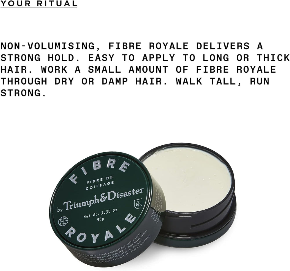 TRIUMPH & DISASTER Fibre Royale water-based-hold provides flexible, long-lasting control.