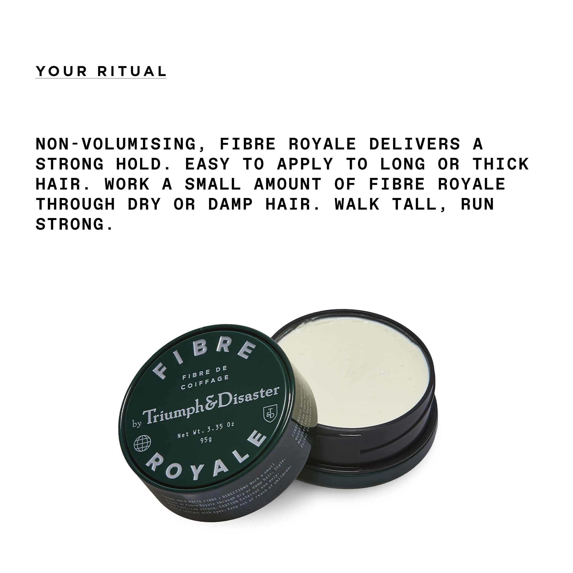 TRIUMPH & DISASTER Fibre Royale texture hair close-up shows defined texture and flexible hold.