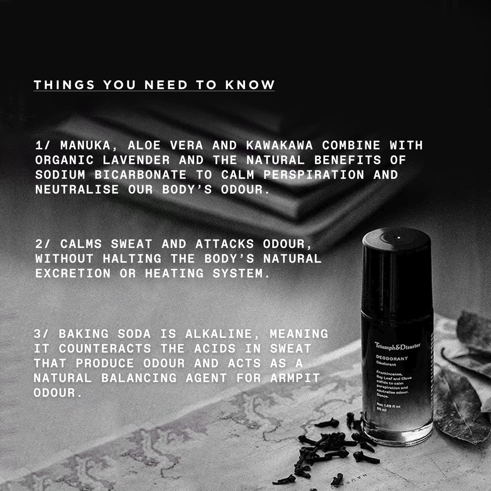 Triumph & Disaster Spice Deodorant roll-on in hand with smooth glide.