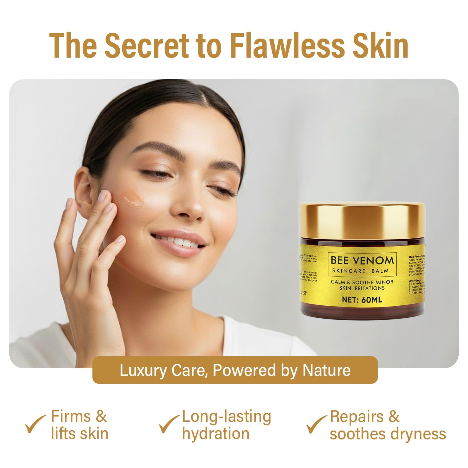 Applying TRIXES Bee Venom Cream on skin for smoothness and moisture