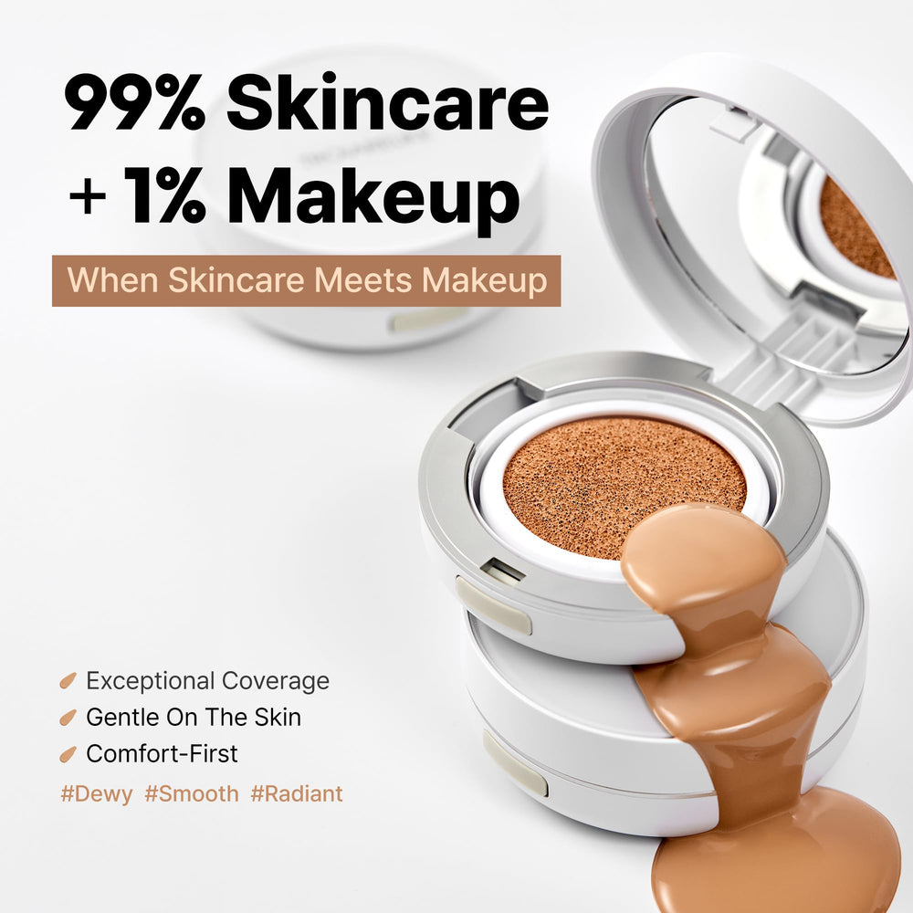 Troiareuke A+ Cushion 21 swatches show shade match for natural tone.