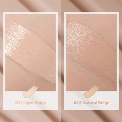 Troiareuke A+ Cushion applied on cheek shows dewy finish.