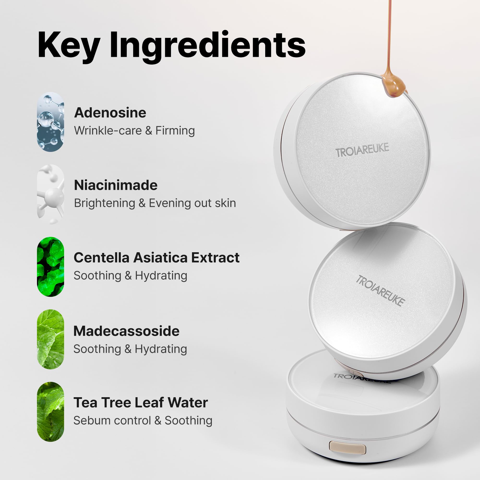 Troiareuke A+ Cushion SPF50+ PA++++ label detail protecting skin.