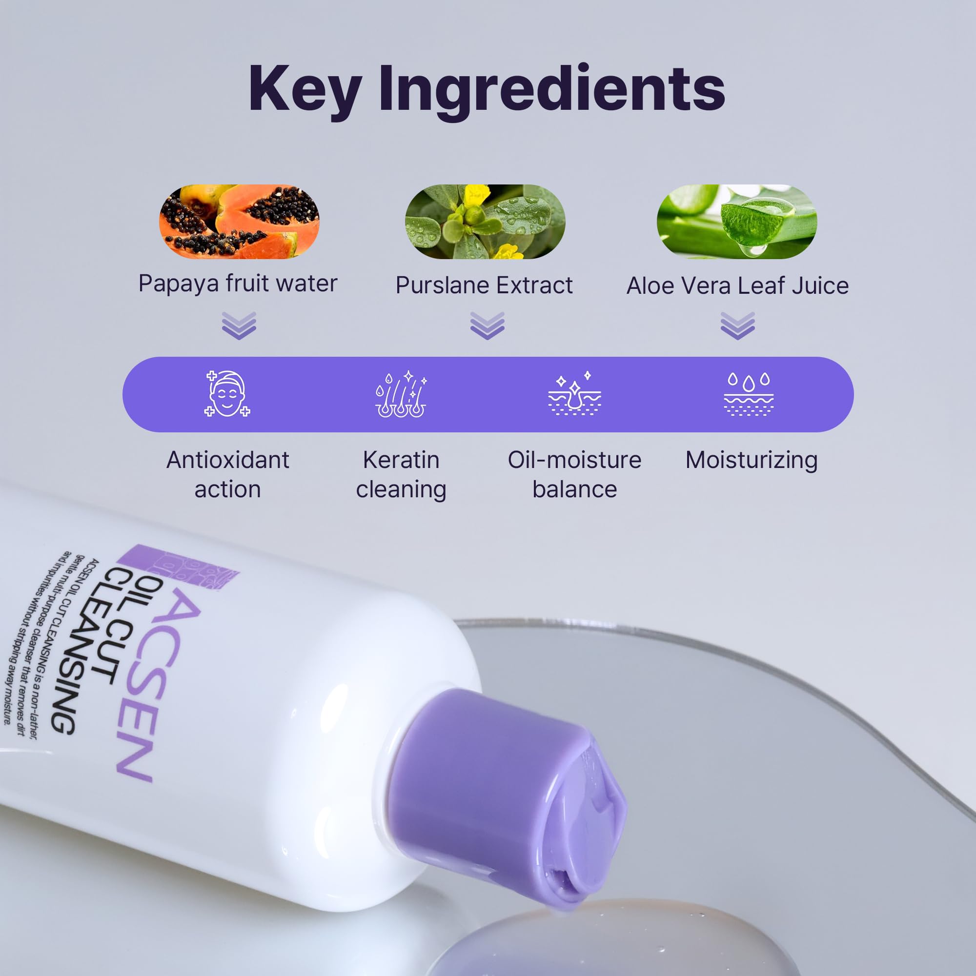 Troiareuke ACSEN cleanser close-up reveals clear pores after use.