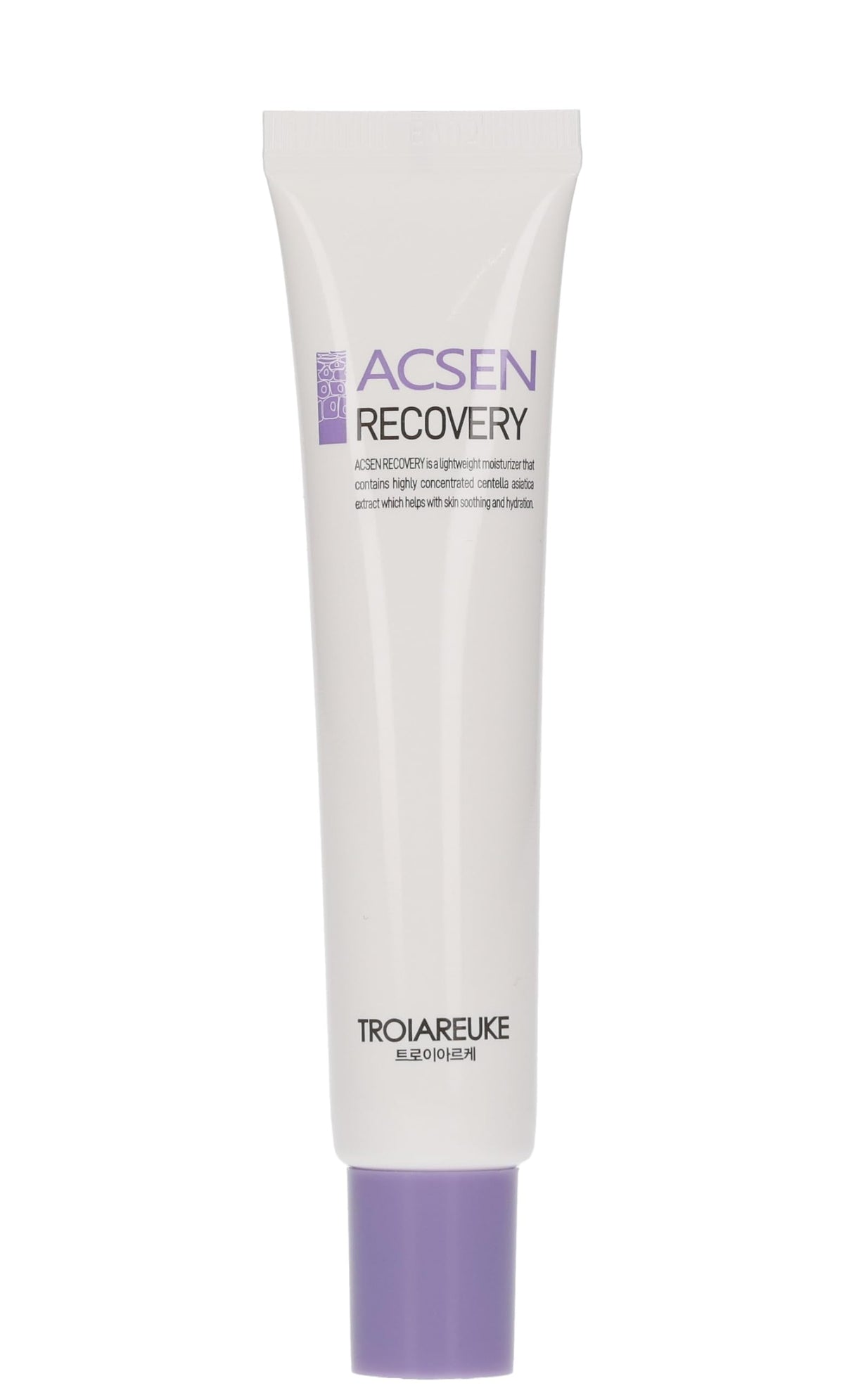 TROIAREUKE ACSEN Recovery Cream bottle, ideal for soothing sensitive skin and hydration.
