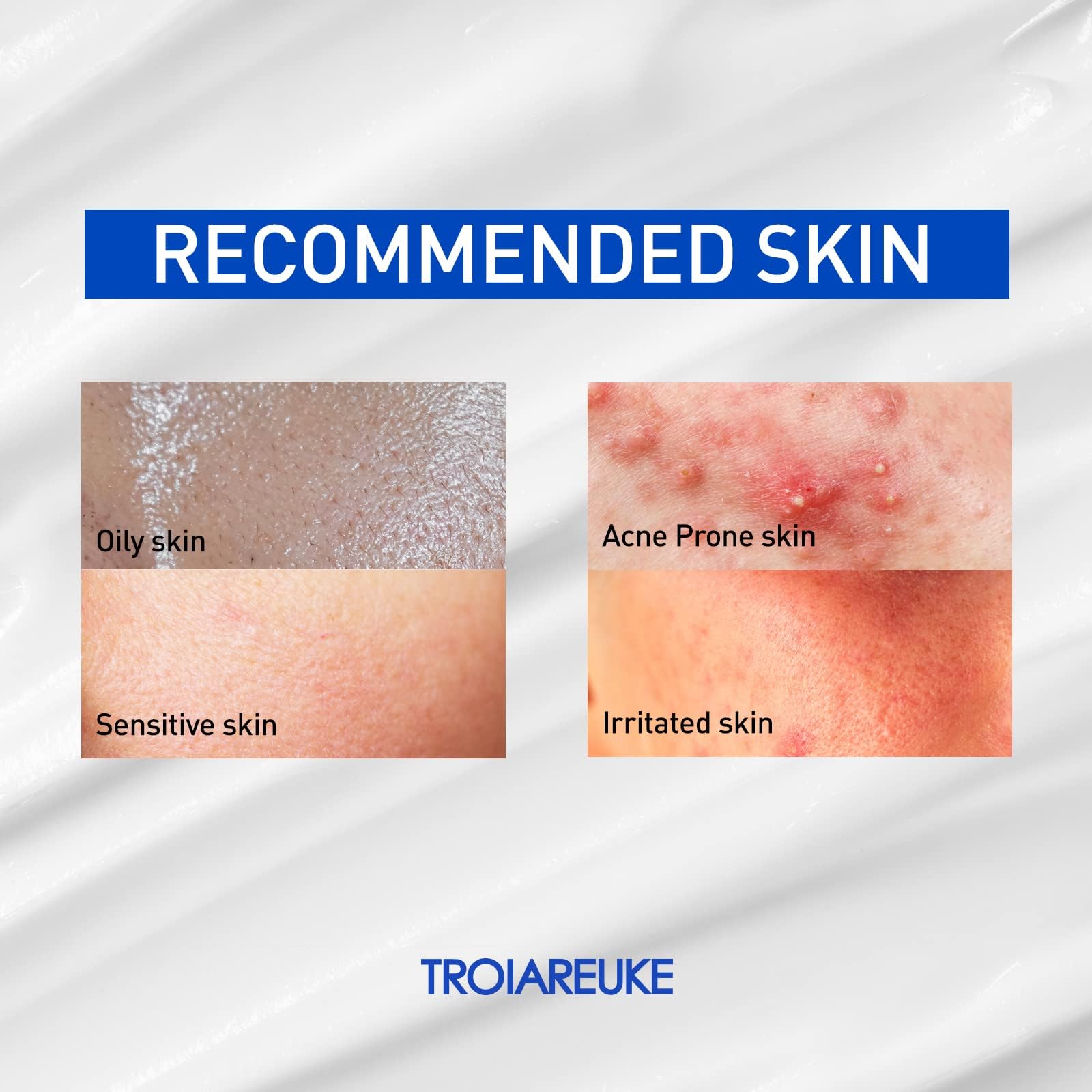 TROIAREUKE ACSEN Recovery Cream squalane finish indicates light, non-greasy comfort.