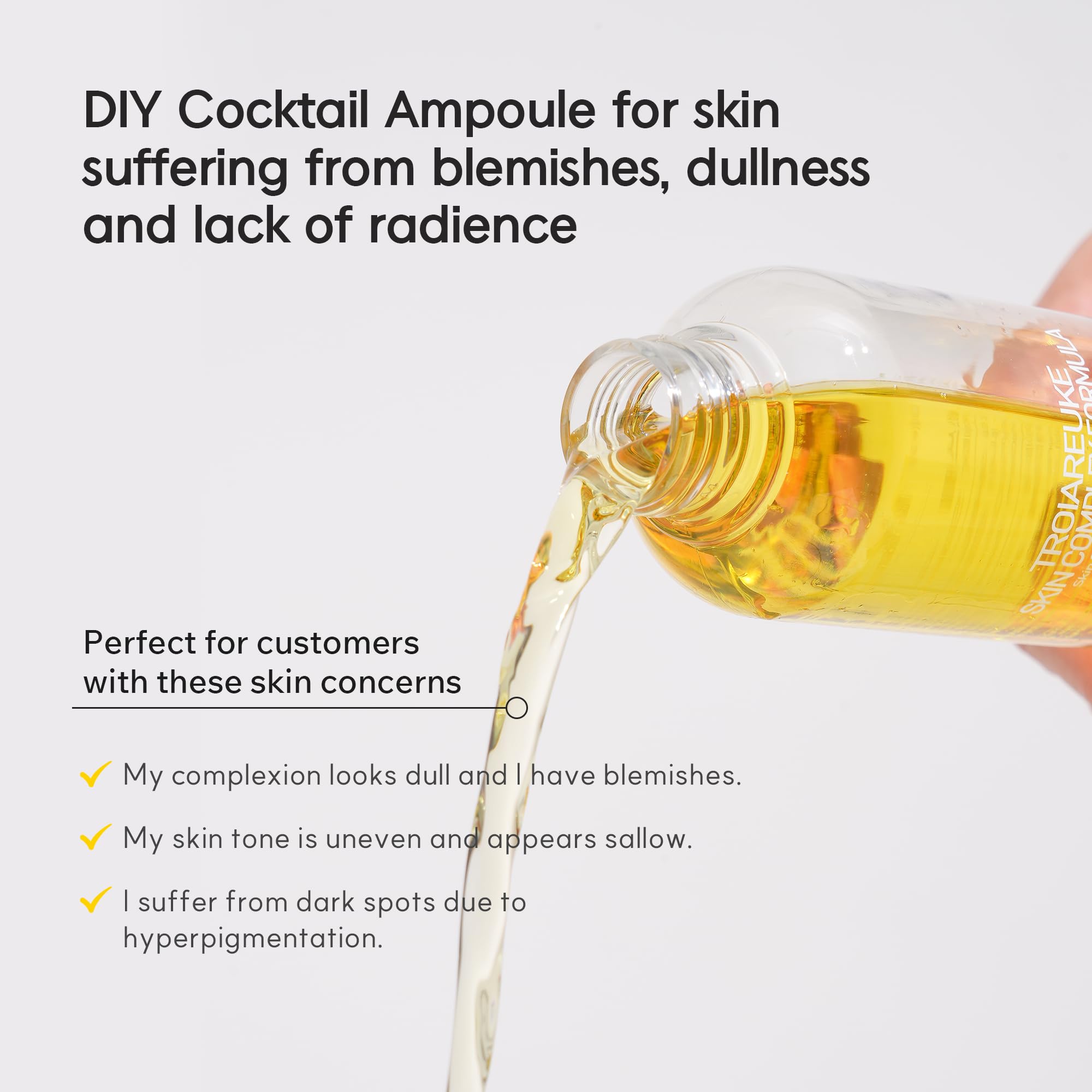 Troiareuke H+ Cocktail Toner yellow hue brightens morning routine