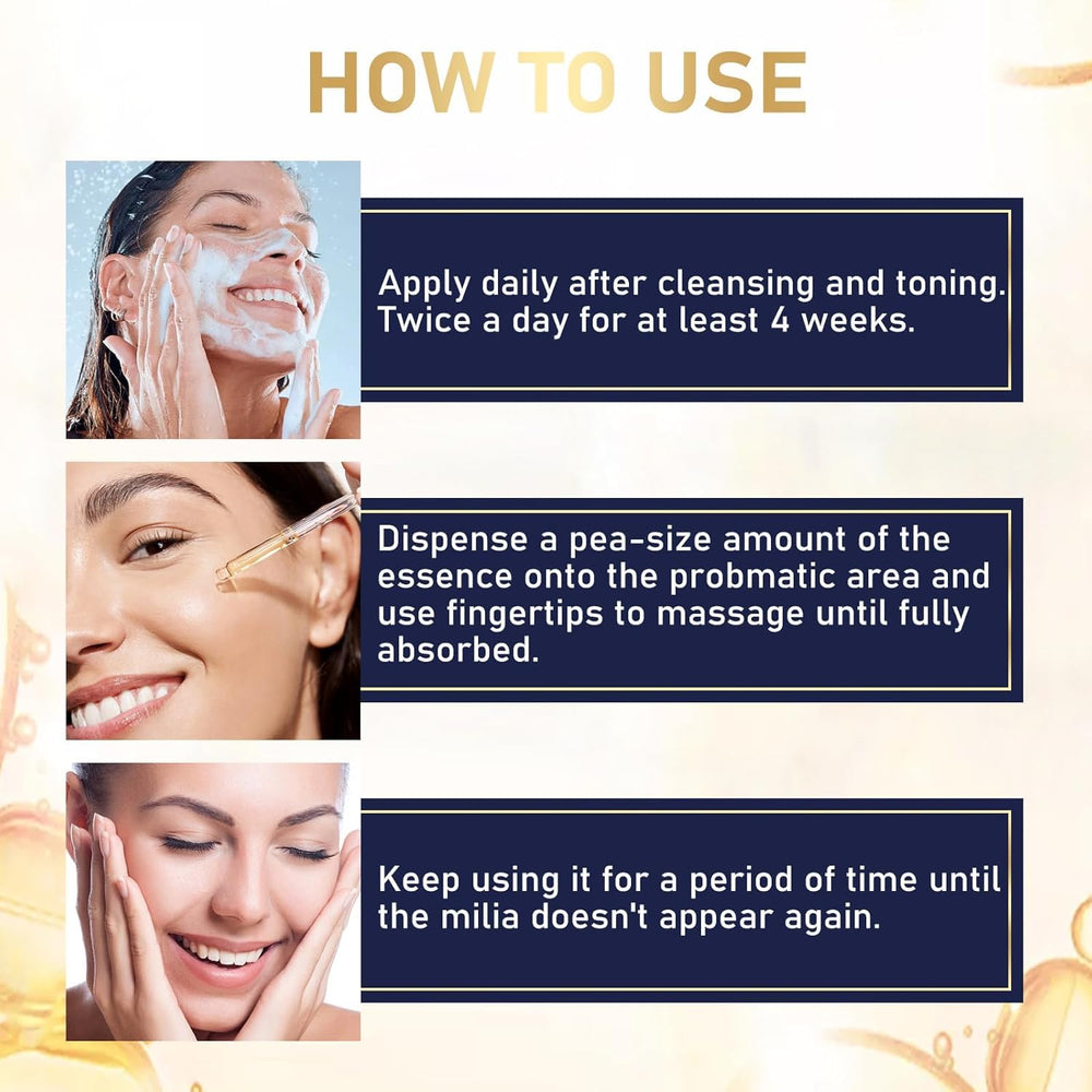 TROMED Milia Remover daily routine shot for twice-daily use.