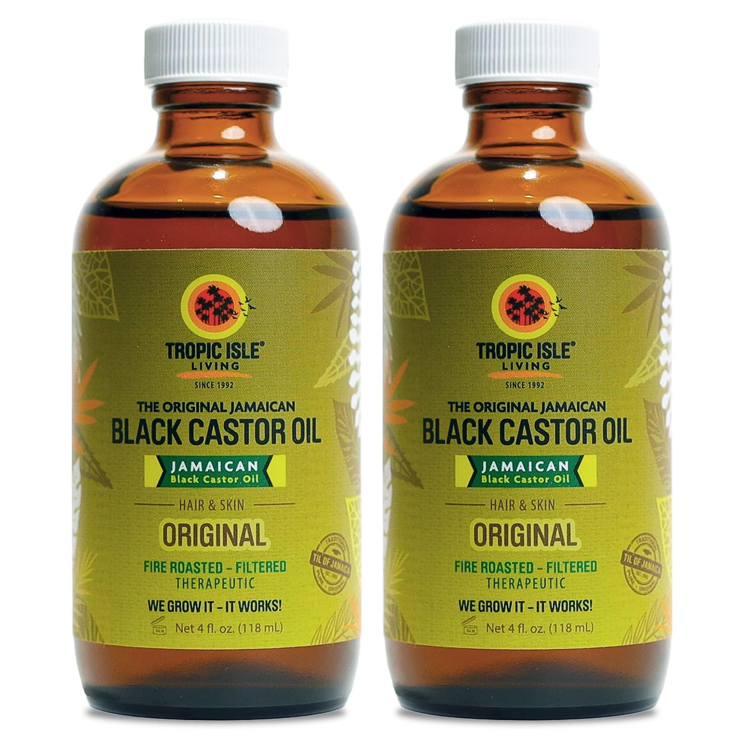Tropic Isle Living Jamaican Black Castor Oil bottle shown for easy daily use and portability.