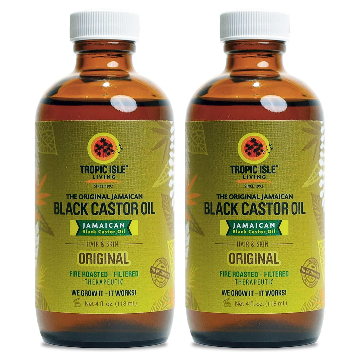 Tropic Isle Living Jamaican Black Castor Oil bottle shown for easy daily use and portability.