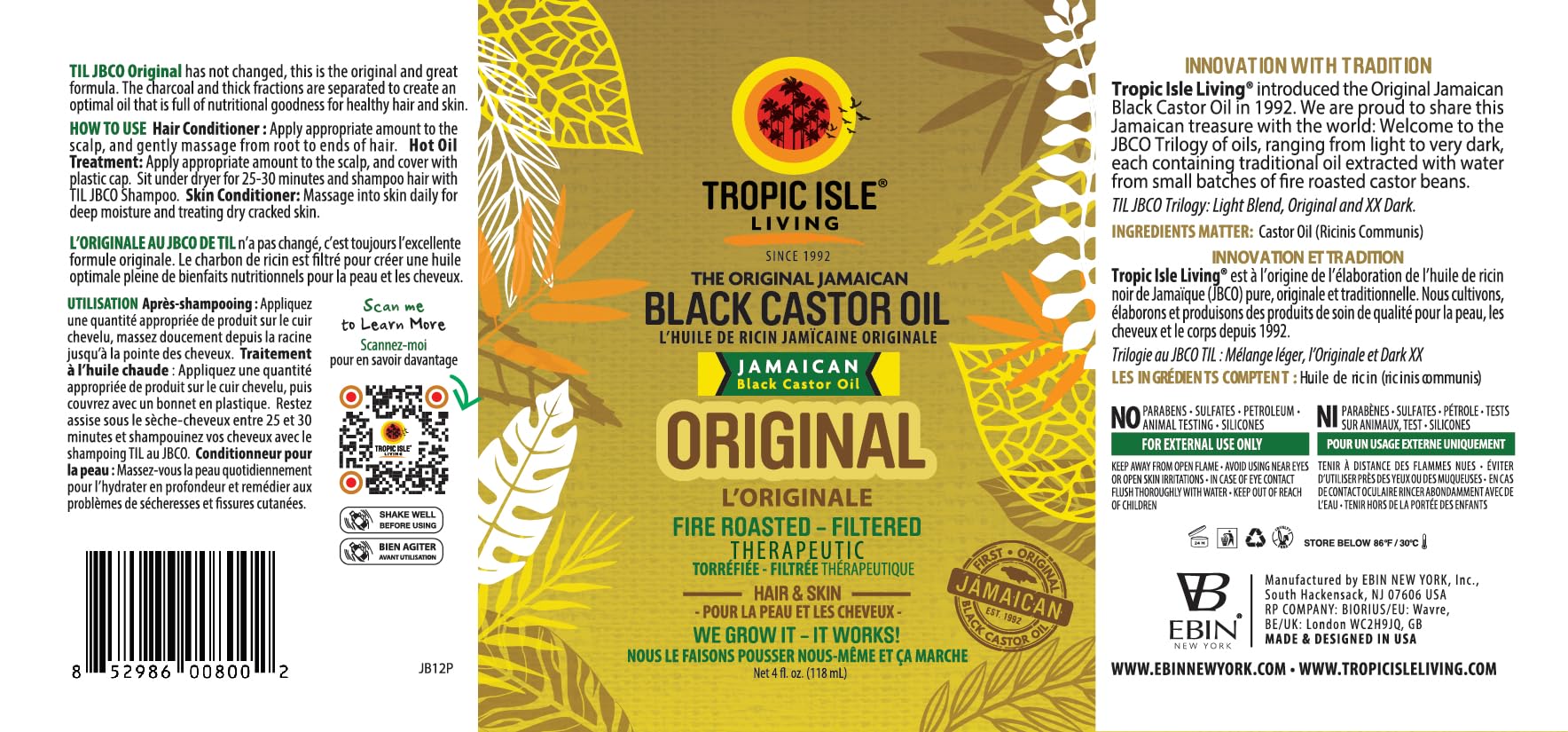 Beard, lashes, and brows usage of Tropic Isle Living JBCO for grooming.
