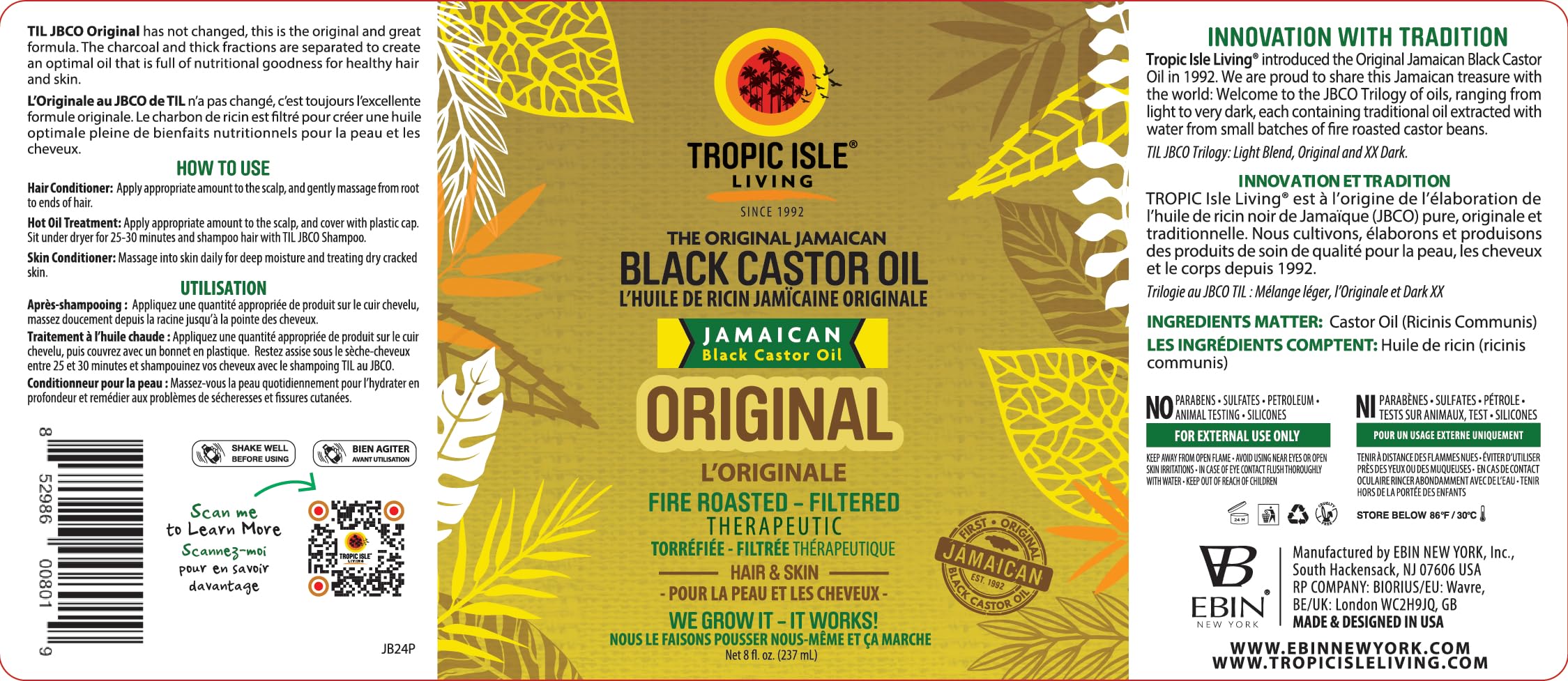 Tropic Isle Living JBCO hot oil treatment for scalp refresh