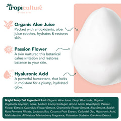 Tropiculture Bright Berry Facewash blue hue from gardenia inspires natural, kid-friendly routine.