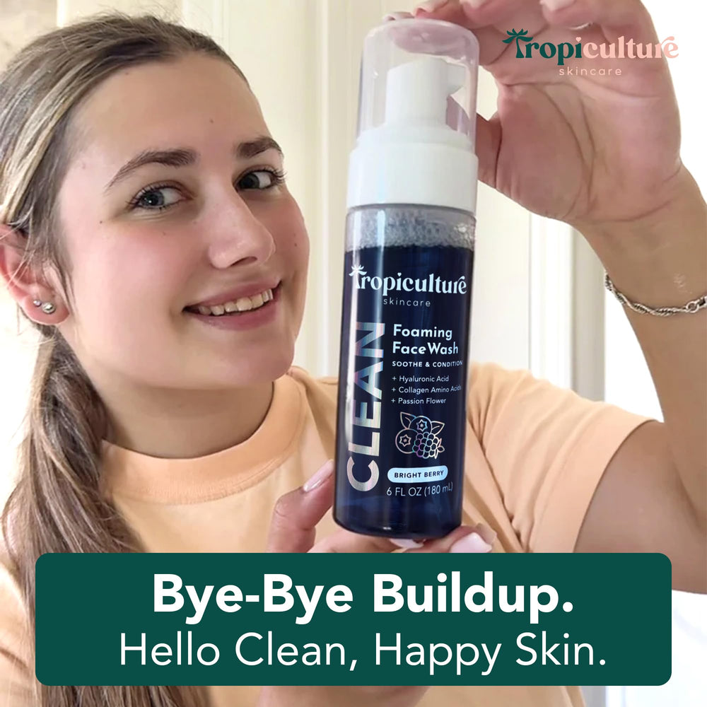 Tropiculture Teen skincare routine visual for easy daily cleansing.