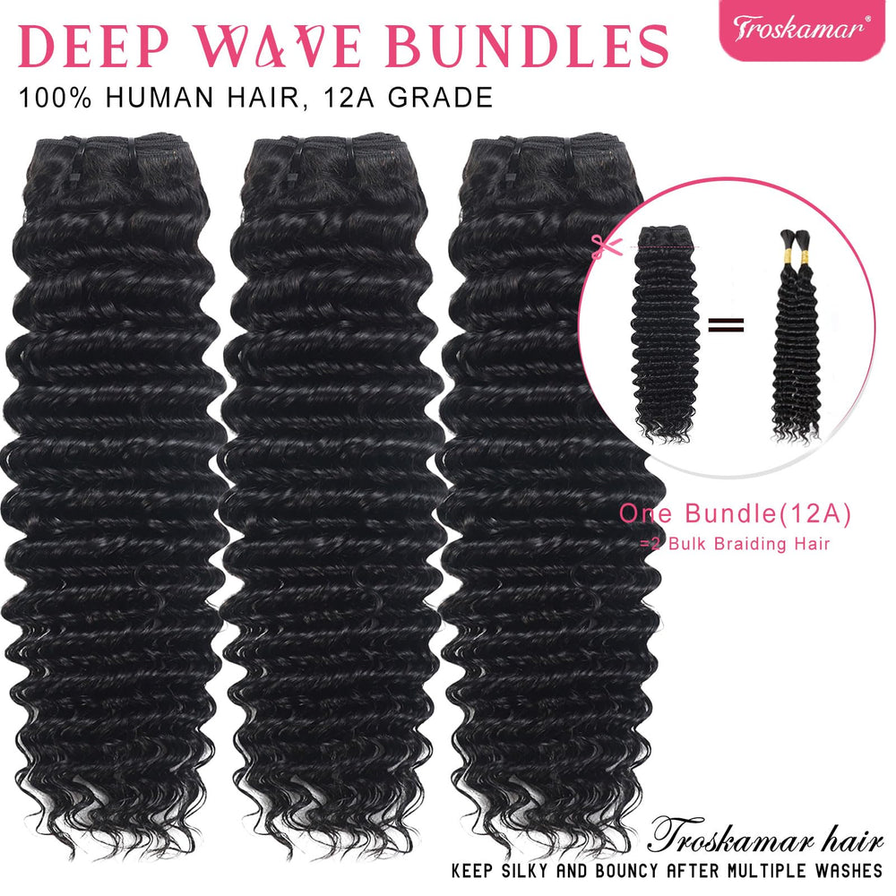 Troskamar Deep Wave bundles 22 inch close up shows thick ends and texture.