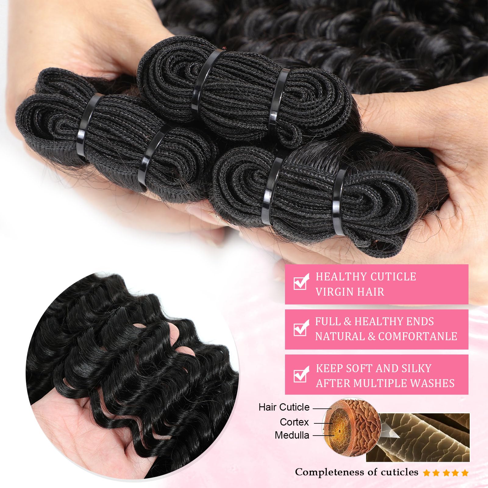 Troskamar unprocessed Indian hair packaging demonstrates premium presentation.