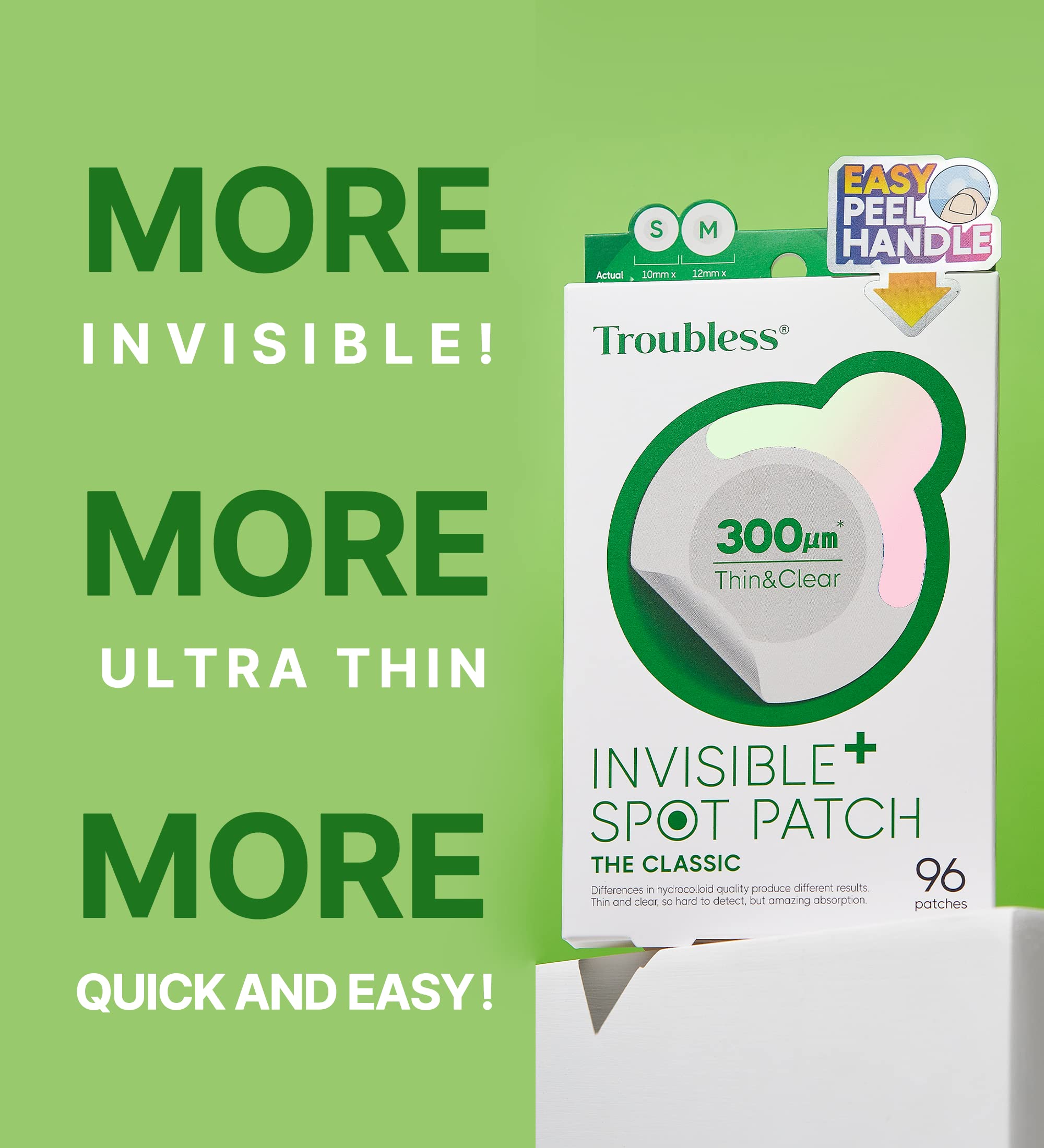 Troubless Hydrocolloid Acne Patch on face offers breathable protection.