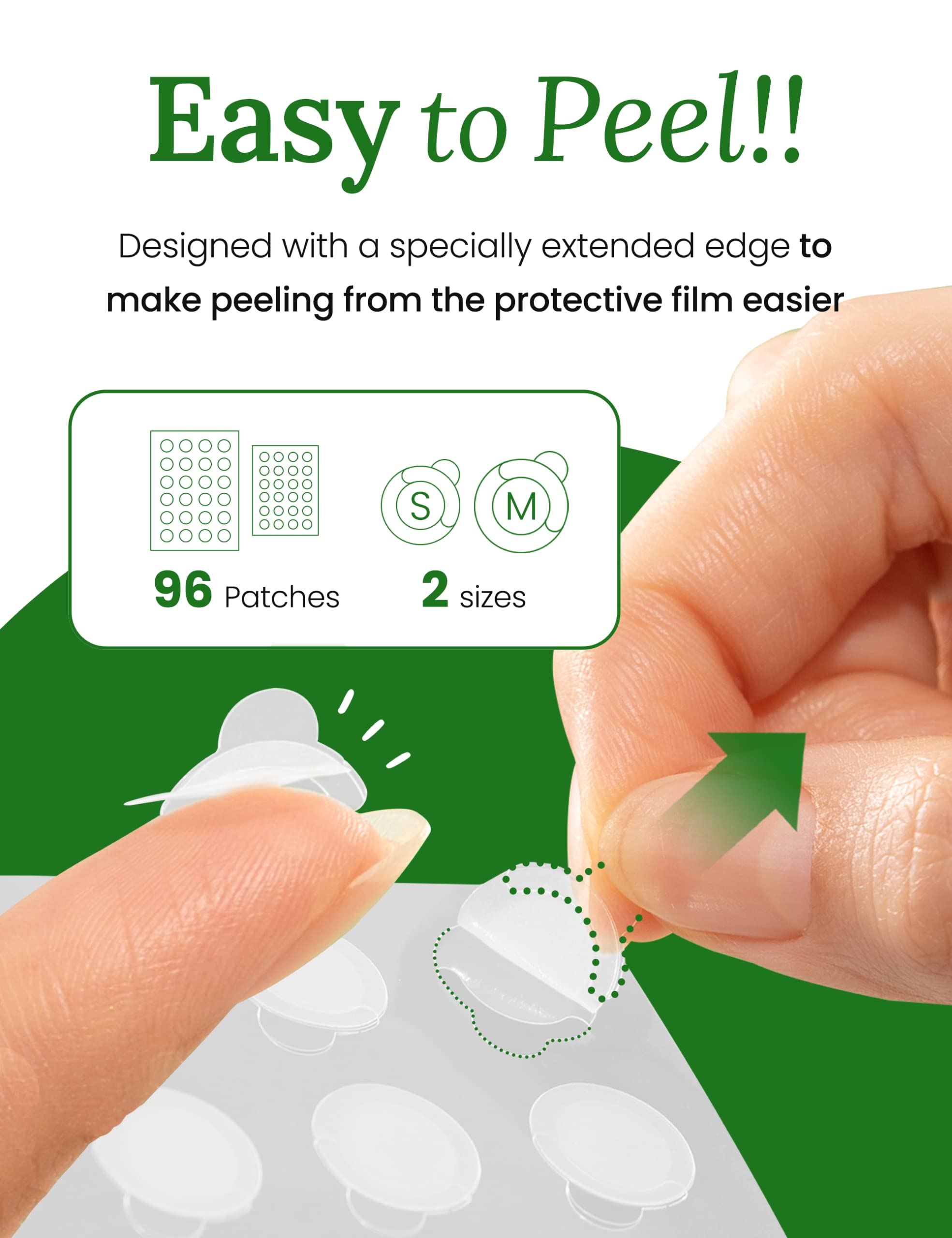 Troubless Overnight Patch shown applied on skin for overnight care.