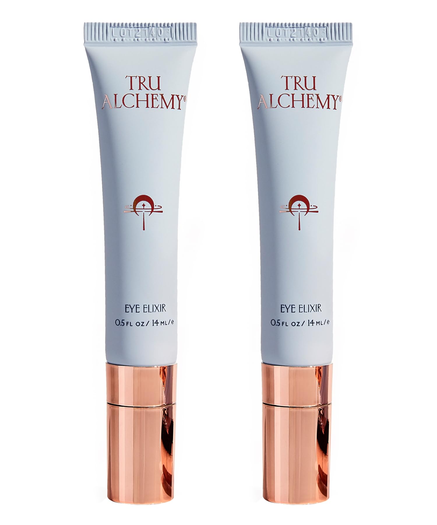 Tru Alchemy Eye Elixir bottle closeup for refreshing under-eye care.