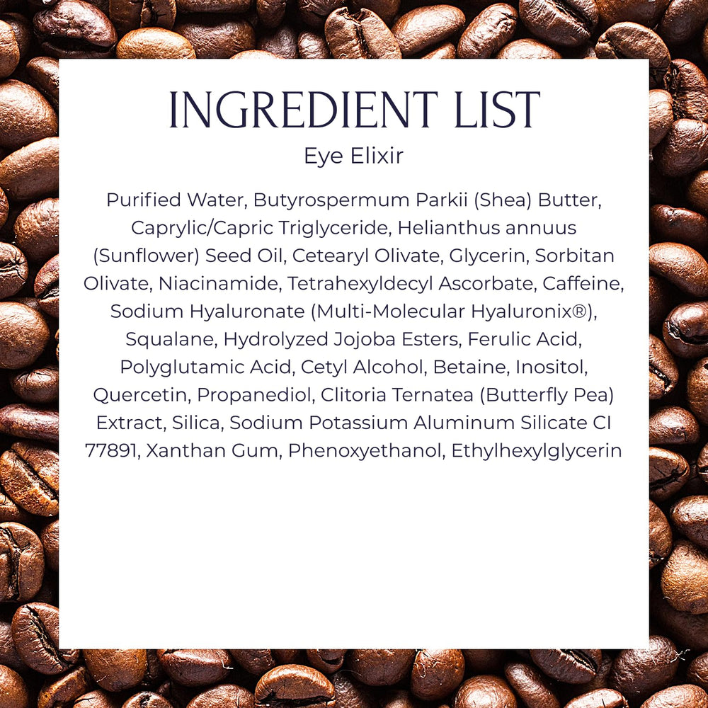 Tru Alchemy Eye Elixir caffeine helps reduce puffiness around the eyes.