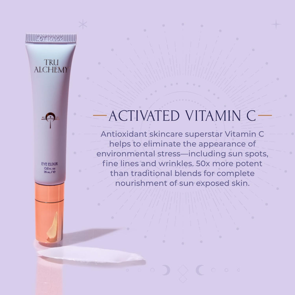 Tru Alchemy Eye Elixir hyaluronix ingredients promote gentle plumping and hydration.