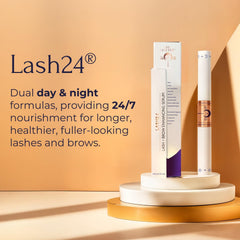 Tru Alchemy Lash24 brow serum tube promoting targeted conditioning for stronger brows.