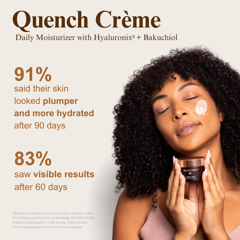 Tru Alchemy Quench Crème daily application step shown