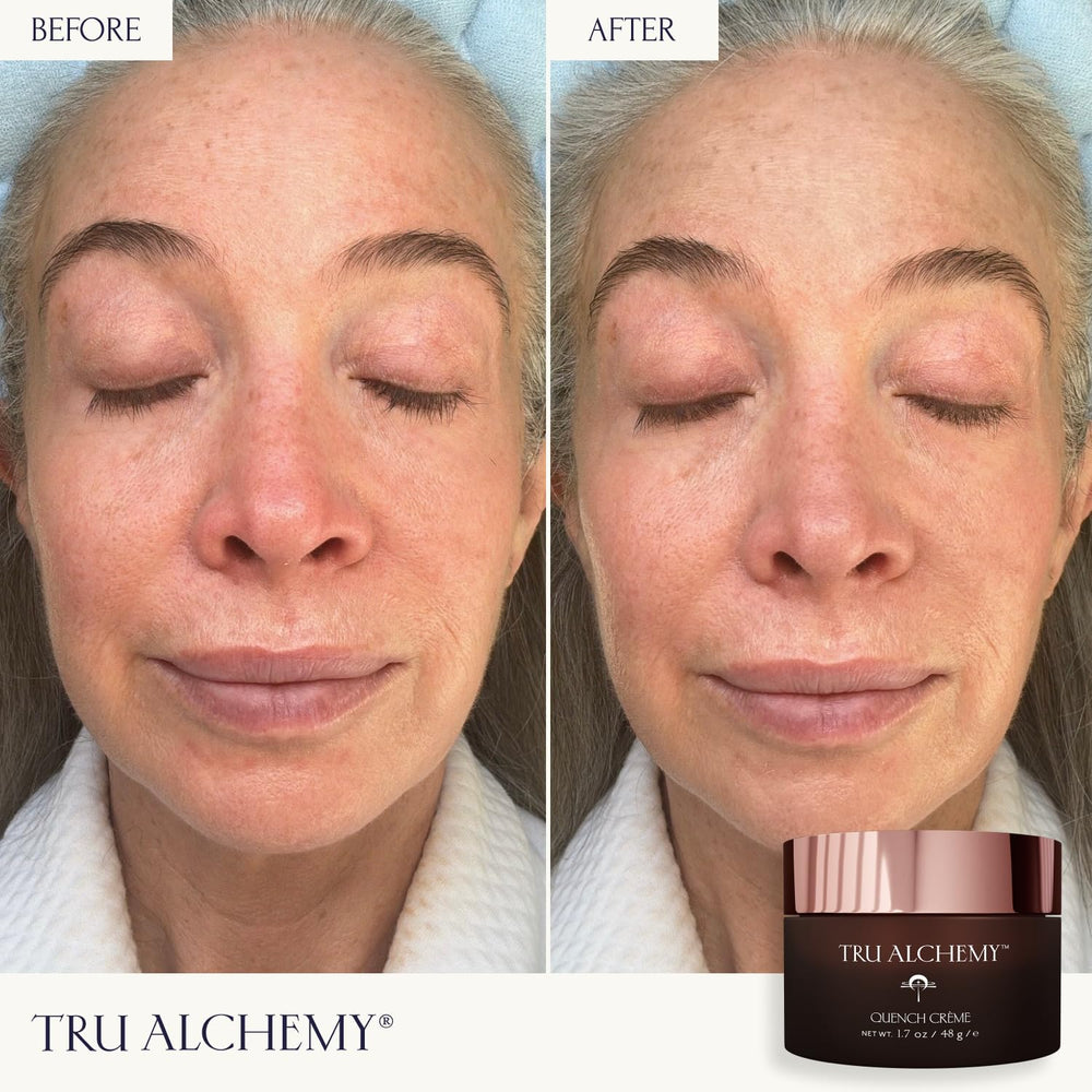 Tru Alchemy Quench Crème swirled on skin demonstrates hydration