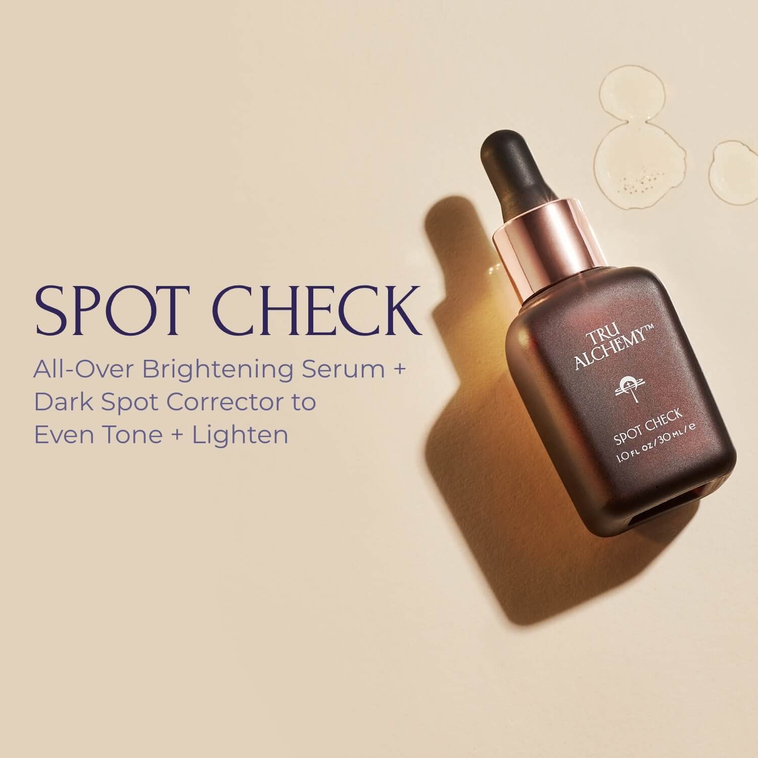 Tru Alchemy Spot Check application on face shows even distribution and quick absorption