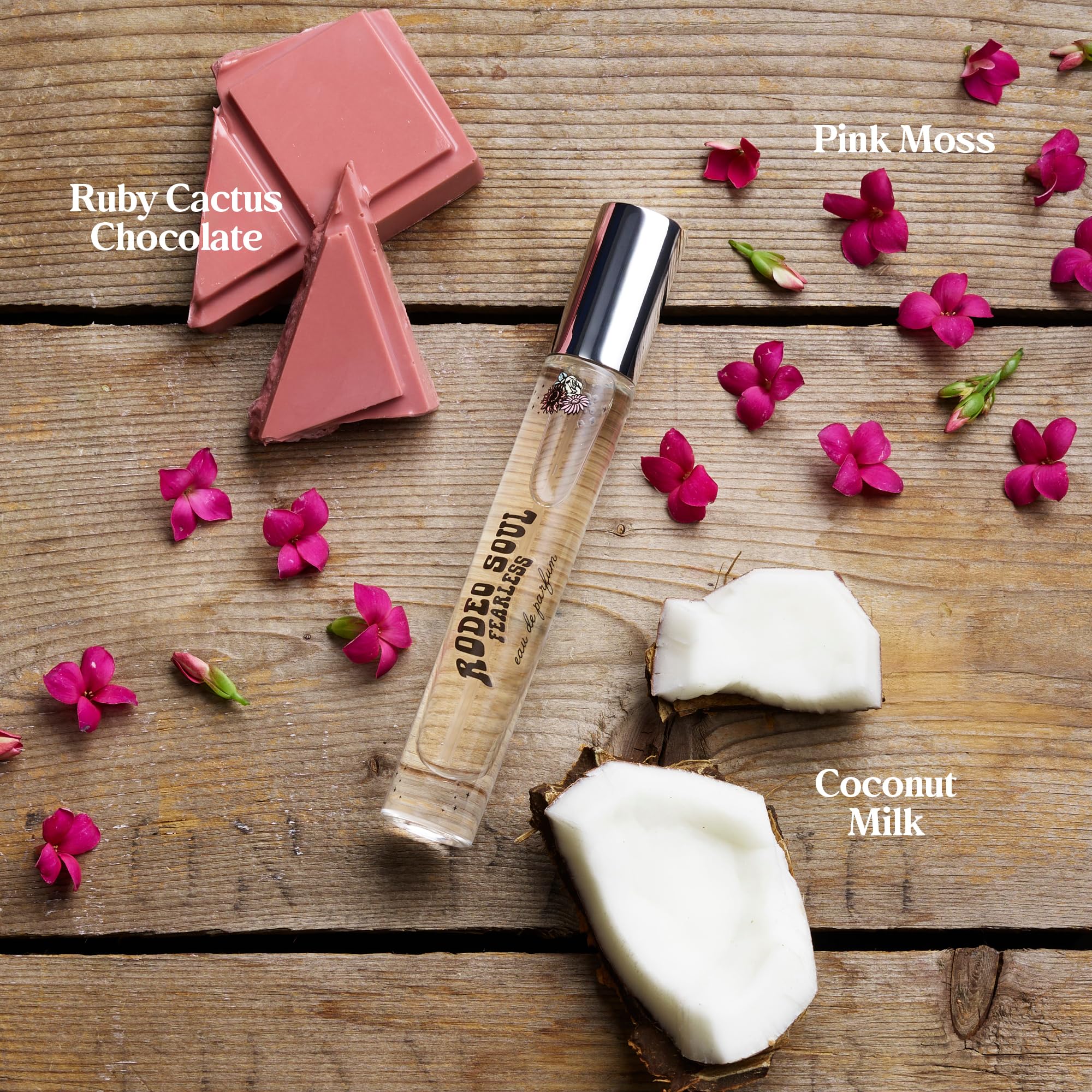 Closeup of travel packaging for Rodeo Soul Fearless purse spray
