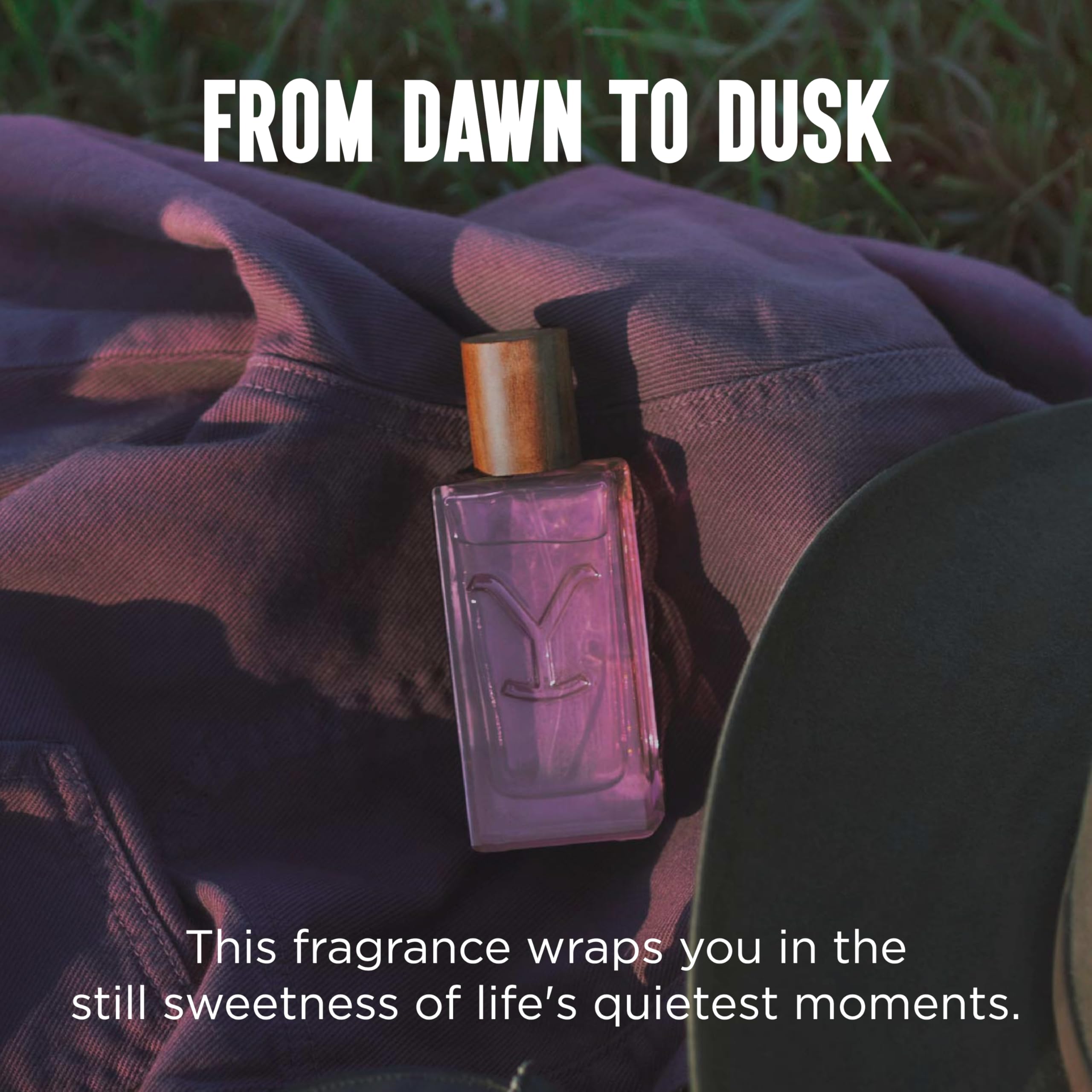 Jasmine facets near Yellowstone Dusk bottle, hints at romantic wear
