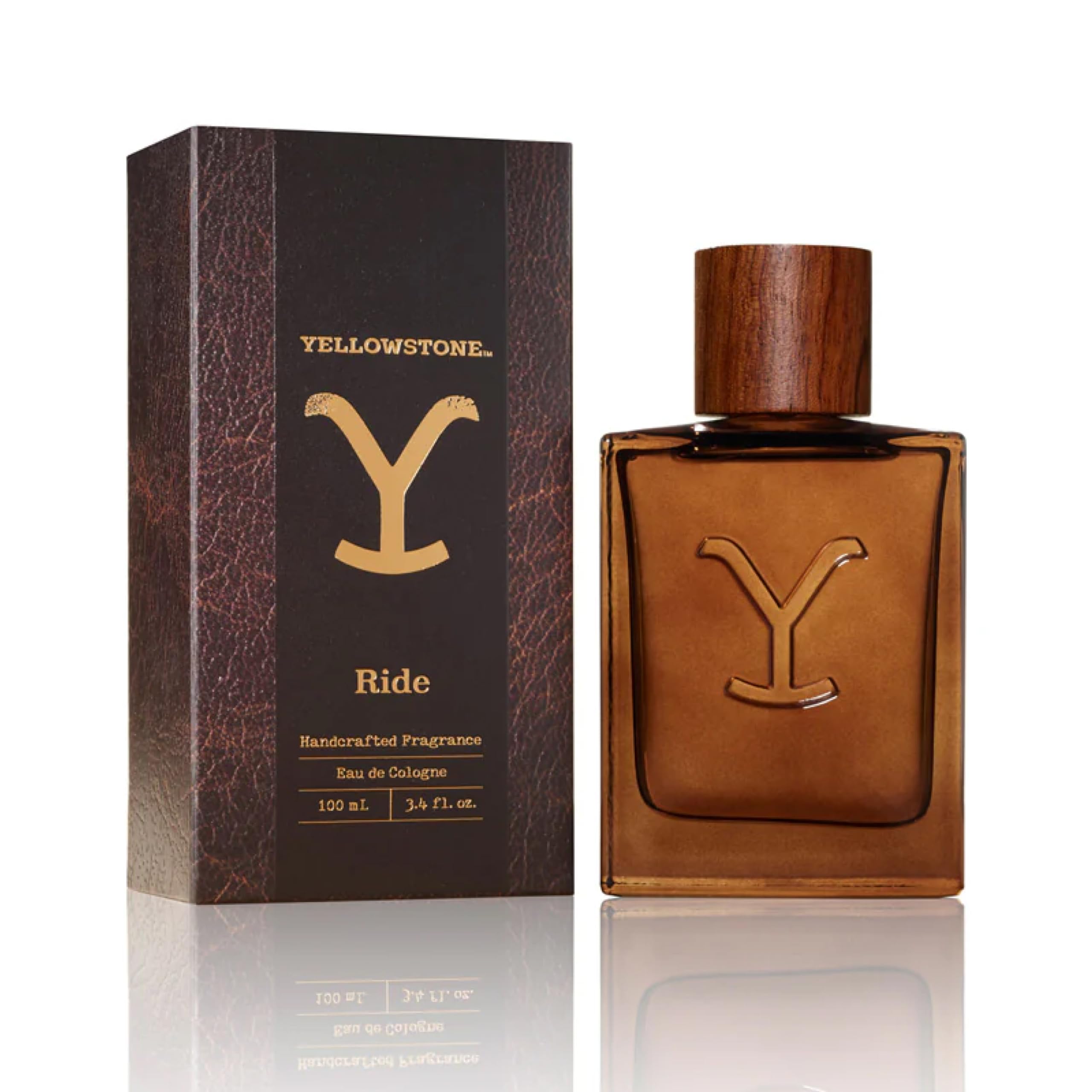 Tru Fragrance Beauty Yellowstone Ride bottle front; rugged outdoor charm for daily wear.