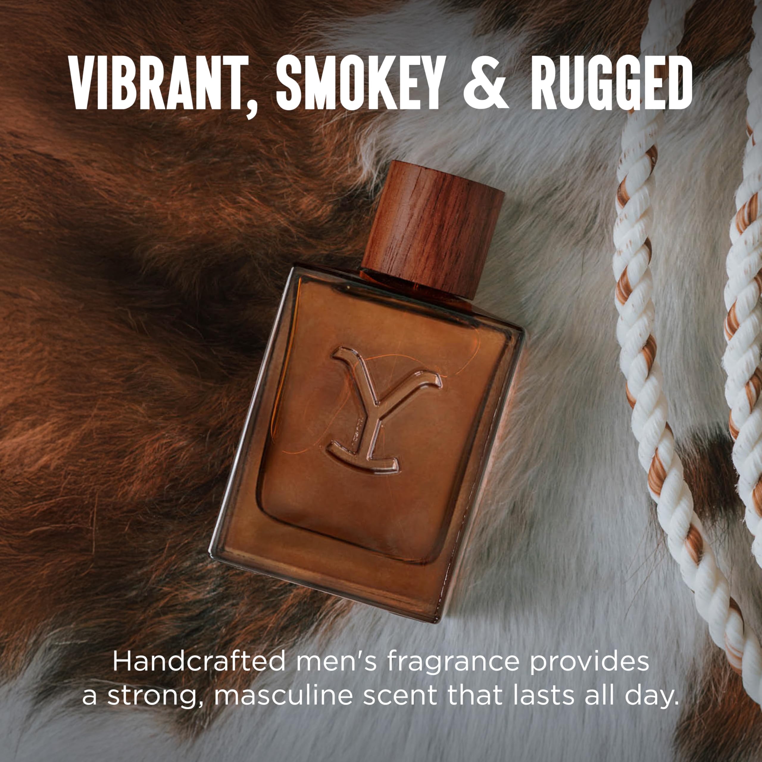 Tru Fragrance Beauty Yellowstone Ride wood-panel set; textured visuals echo outdoor storytelling.