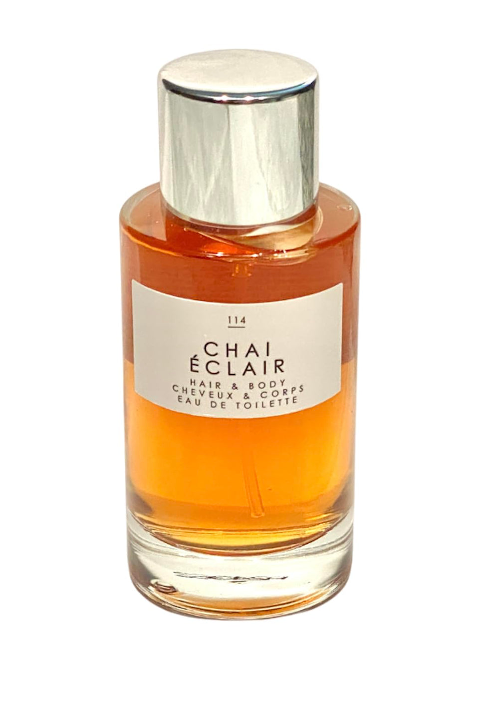 Tru Fragrance Gourmand Chai Eclair pour bottle refreshes skin and hair.