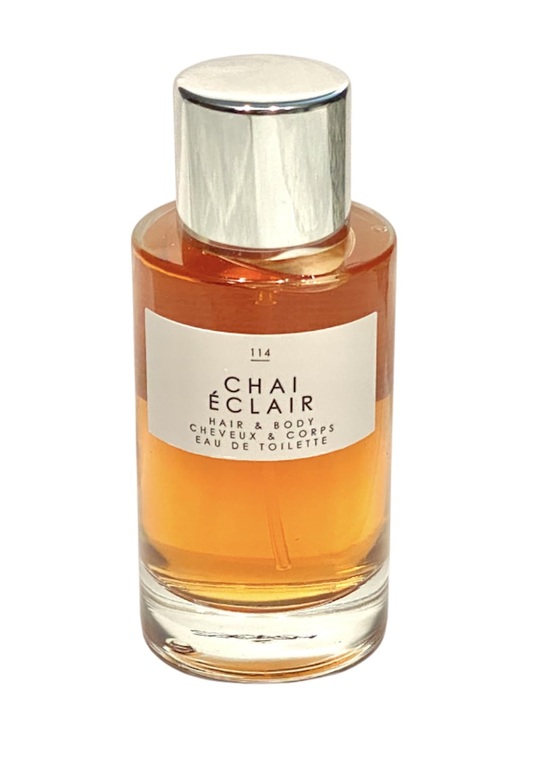 Tru Fragrance Gourmand Chai Eclair pour bottle refreshes skin and hair.
