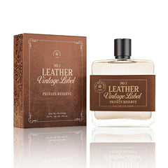 Tru Fragrance Beauty Leather No.1 bottle angled highlights a bold all-day leather presence.