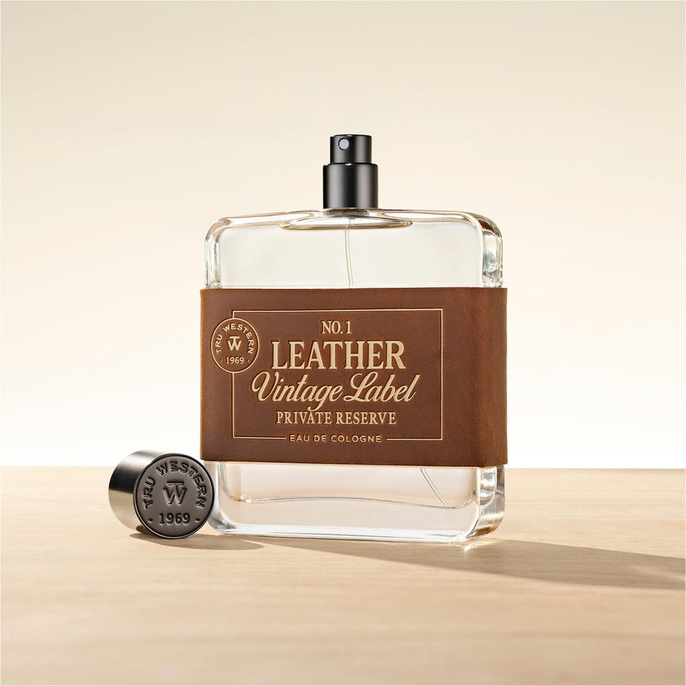 Tru Fragrance Beauty Leather No.1 masculine styling fits day or night.