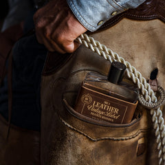 Tru Fragrance Beauty Leather No.1 sun-aged leather texture highlight for confident daily wear.