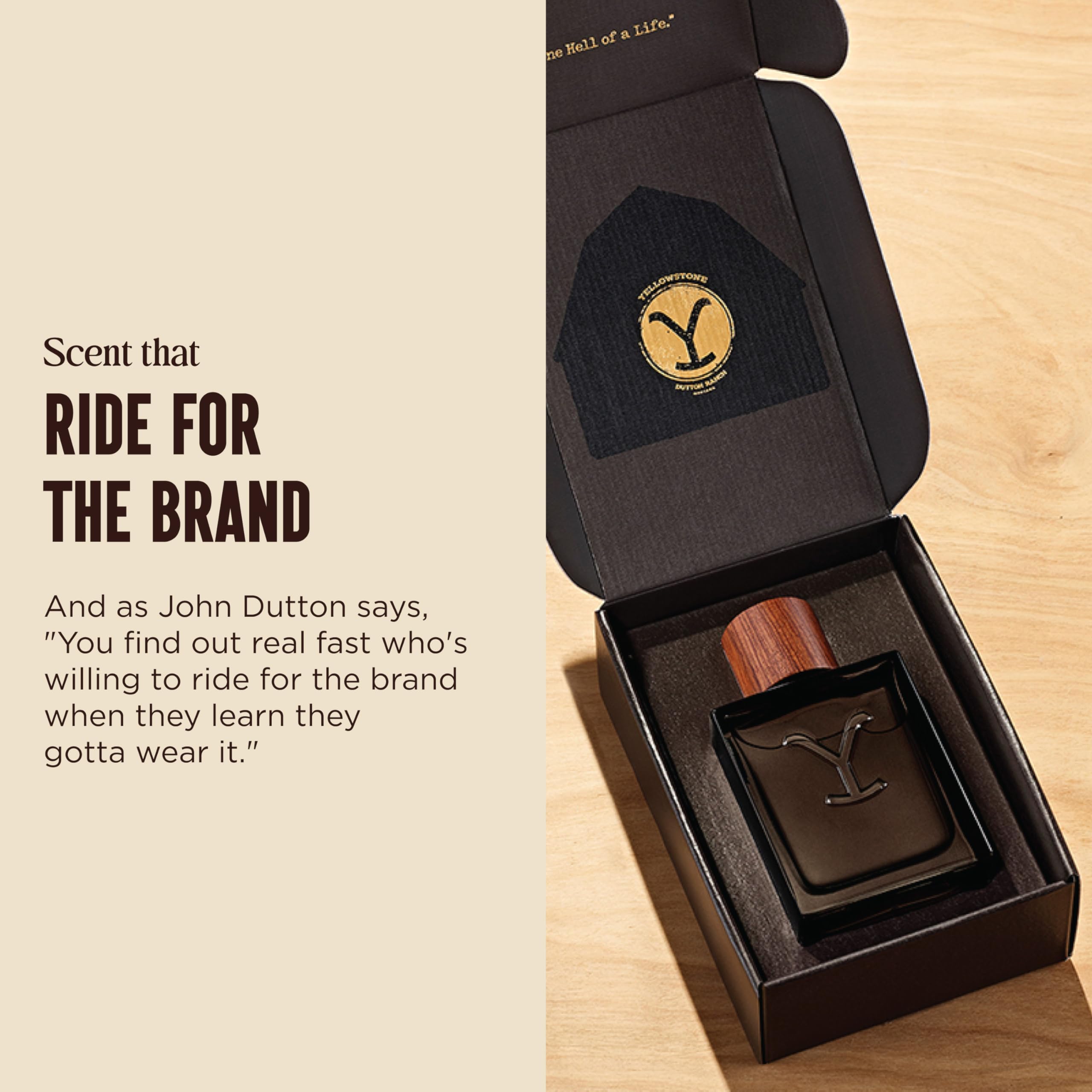 Tru Fragrance Beauty Yellowstone Ride Reserve label detail highlights brand heritage.