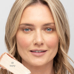 True Luscious Sheer Halo ivory skin swatch showing natural coverage