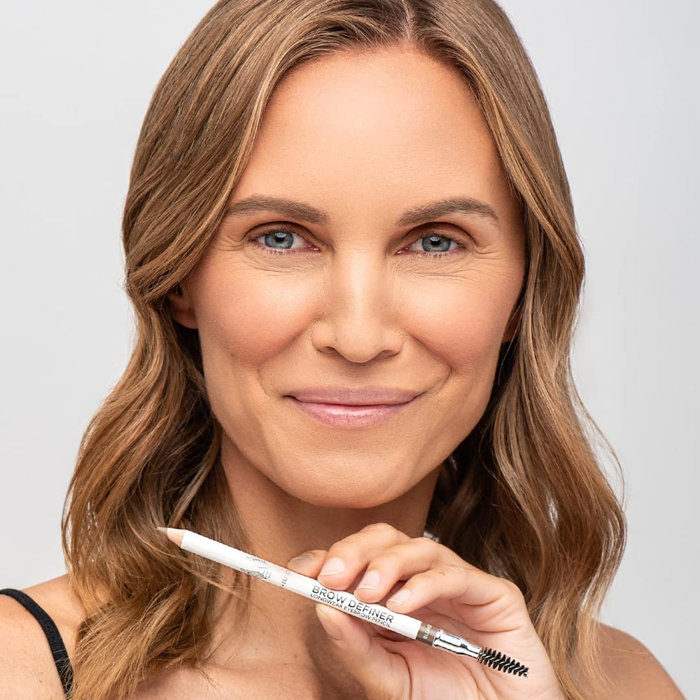 True + Luscious waterproof brow color remains smudge-free during workouts.