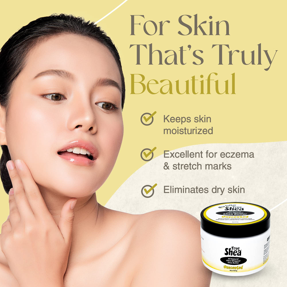 True Shea ingredients highlight sunflower oil and coconut for nourishing skin benefits.