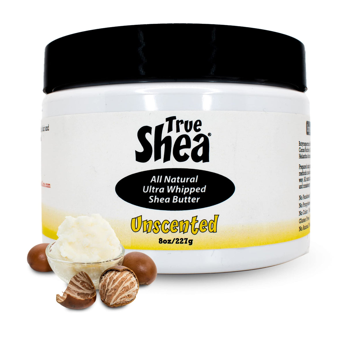 True Shea whipped shea butter texture close-up showing rich hydration for skin.