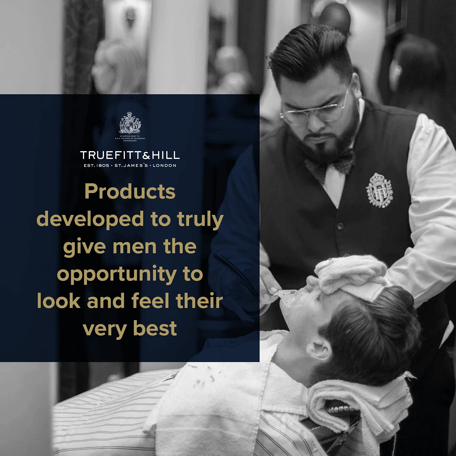 Truefitt & Hill No.10 branding and premium shaving presentation.