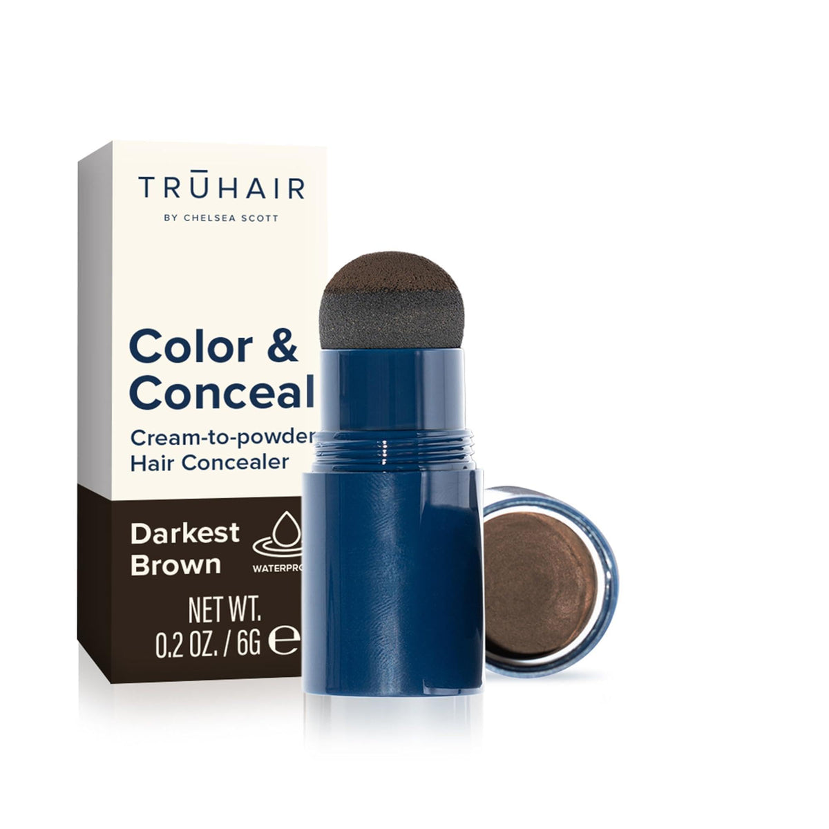 TruHair Color & Conceal cap and sponge for mess-free root touch ups.