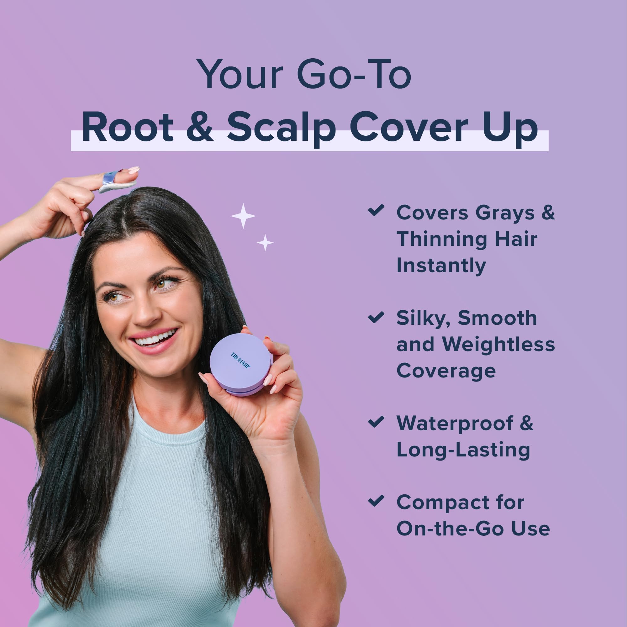 Truhair dual-sided puff enables precise root touch-ups and blending