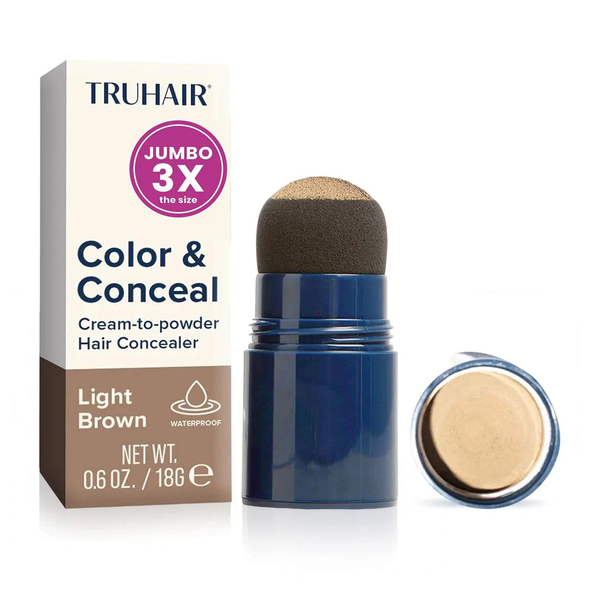 TRUHAIR Jumbo Color & Conceal cap design for mess-free root touch up on dry hair