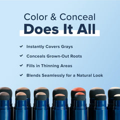 Truhair Jumbo Color & Conceal waterproof-formula protects gray roots in wet conditions.